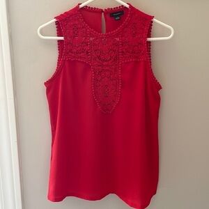 Nordstrom Halogen Women S Sleeveless Top Blouse Shirt Lace Front Tomato Red